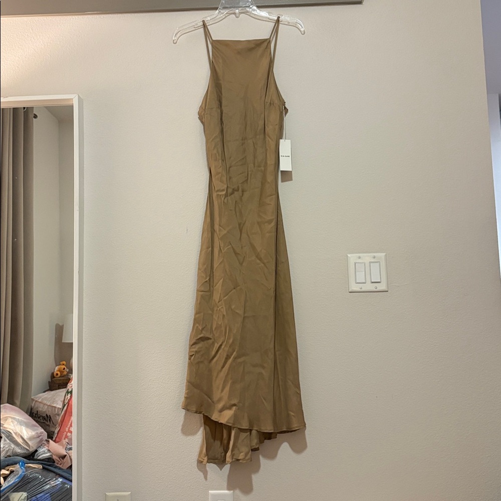 R.G. Kane Carolyn Slip Dress in Khaki SZ M NWT